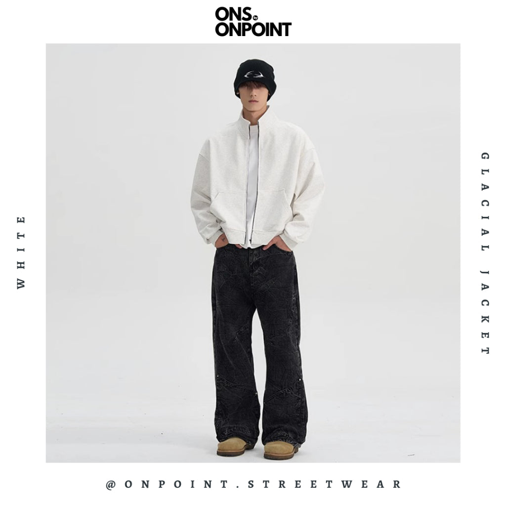 [ONS BY ONPOINT] Glacial Jacket - jaket pria oversize streetwear jaket gaya korea jumbo basic fleece original outdoor jaket olahraga dewasa pria wanita unisex zipper