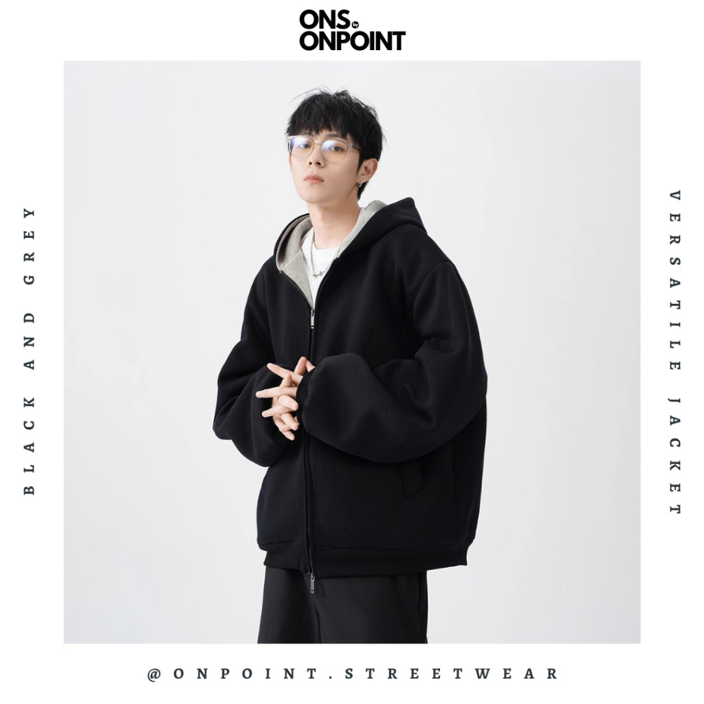 [ONS BY ONPOINT] Versatile hoodie - hoodie pria oversize streetwear jaket gaya korea jumbo basic fleece original outdoor jaket olahraga dewasa pria wanita unisex zipper
