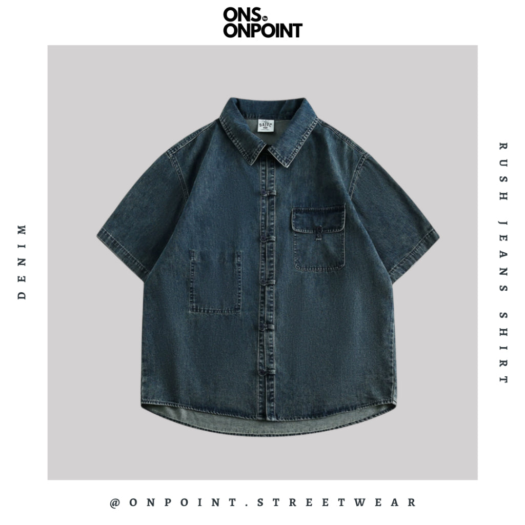 [ONS BY ONPOINT] Rush Jeans Shirt - kemeja pria denim kemeja denim unisex oversize korean style denim shirt overshirt outer denim jaket pria