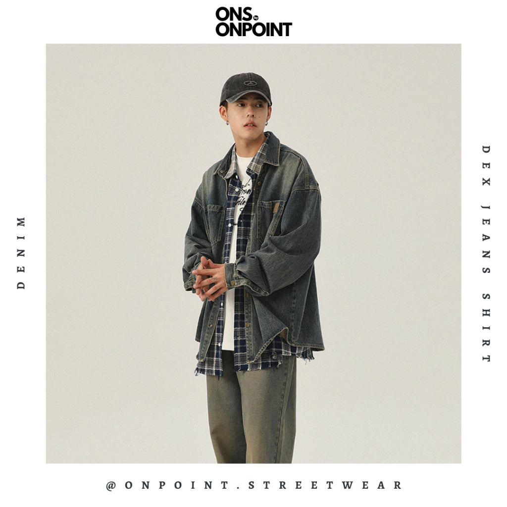 [ONS BY ONPOINT] Dex Jeans Shirt - kemeja pria denim kemeja denim unisex oversize korean style denim shirt overshirt outer denim jaket pria