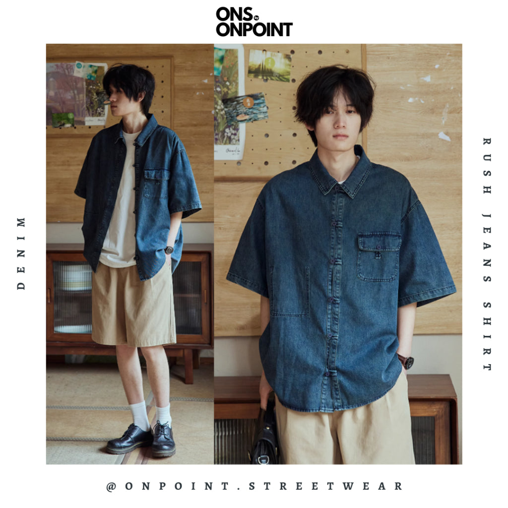 [ONS BY ONPOINT] Rush Jeans Shirt - kemeja pria denim kemeja denim unisex oversize korean style denim shirt overshirt outer denim jaket pria