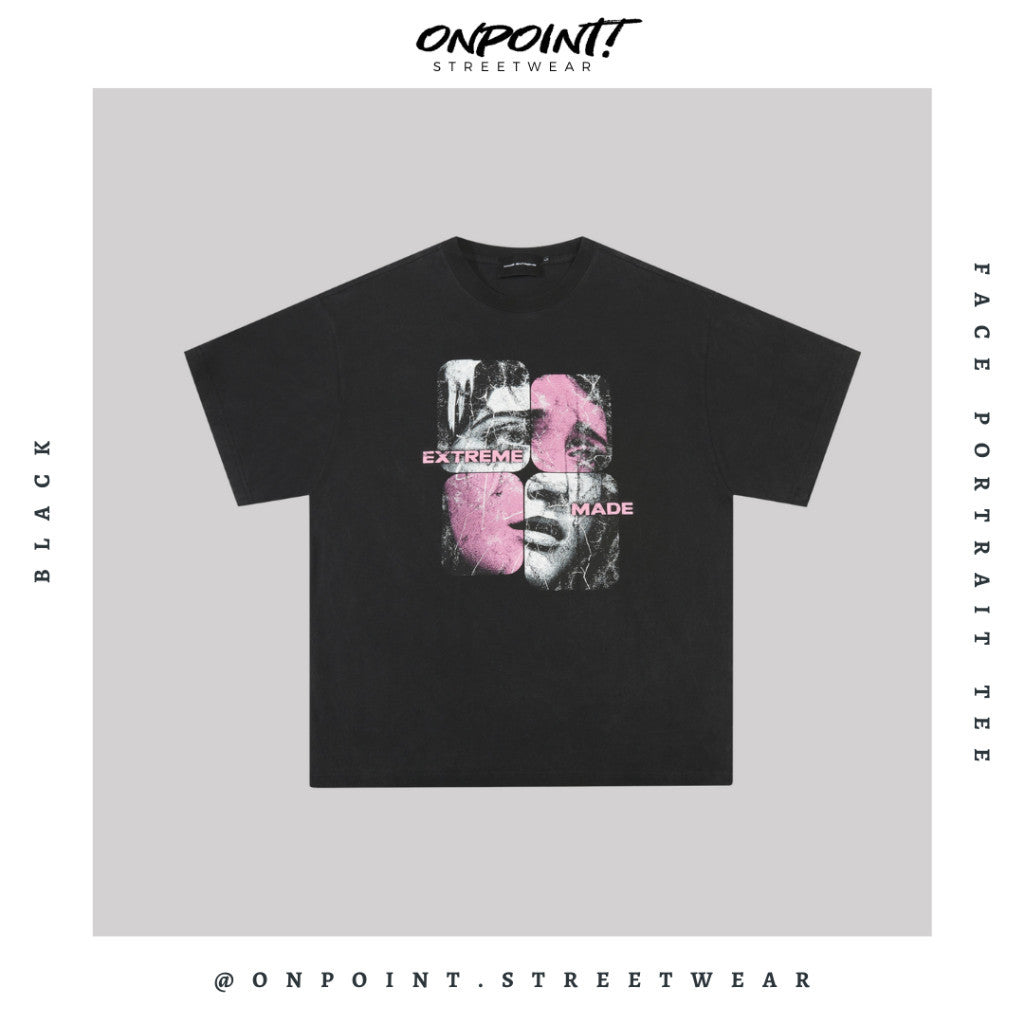 Face Portrait Tee - T shirt pria wanita oversize jumbo kualitas premium korea kpop