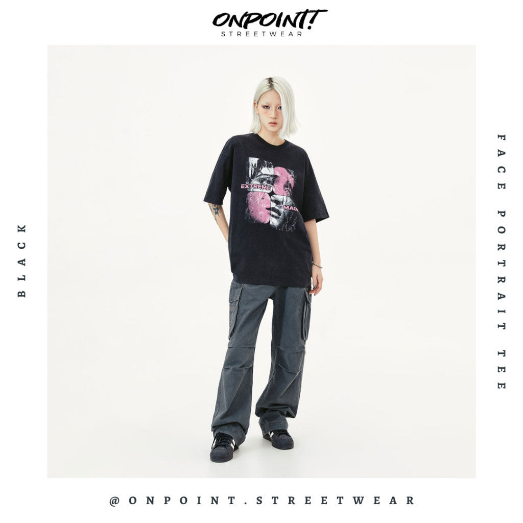 Face Portrait Tee - T shirt pria wanita oversize jumbo kualitas premium korea kpop