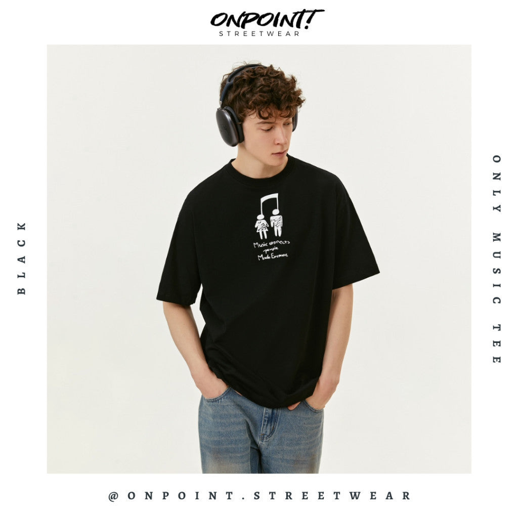 Only Music Tee - T shirt pria wanita oversize jumbo kualitas premium gaya korea kpop