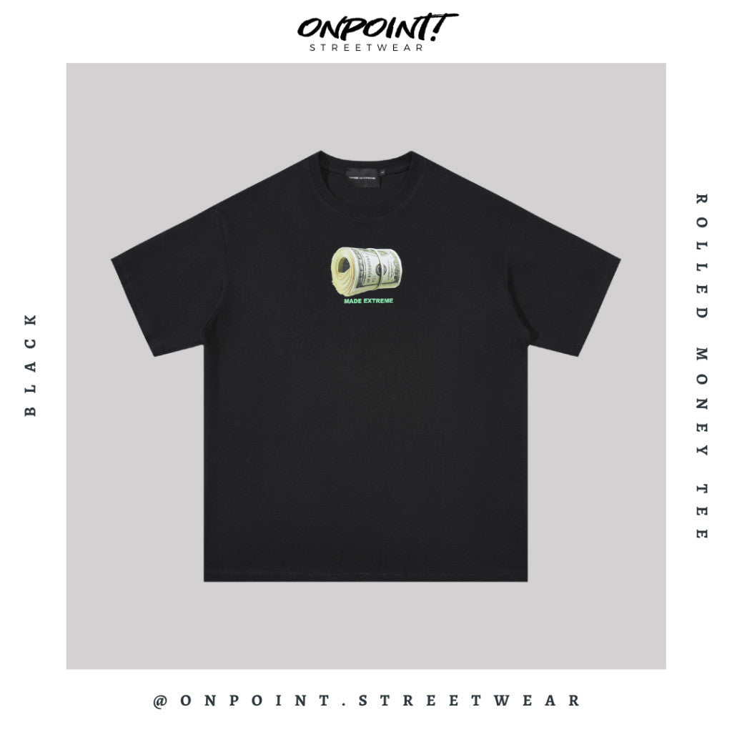 Rolled Money Tee - T shirt pria wanita oversize jumbo kualitas premium korea