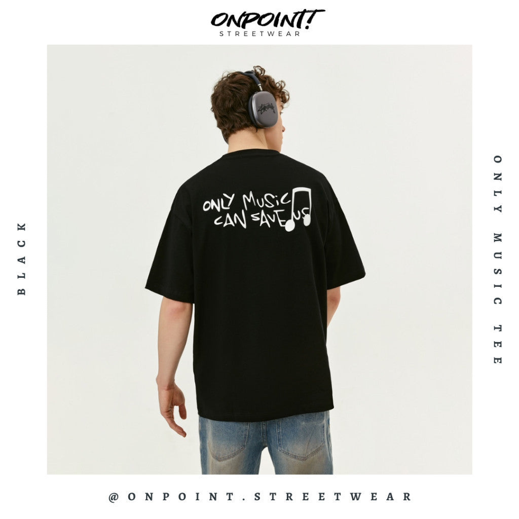 Only Music Tee - T shirt pria wanita oversize jumbo kualitas premium gaya korea kpop