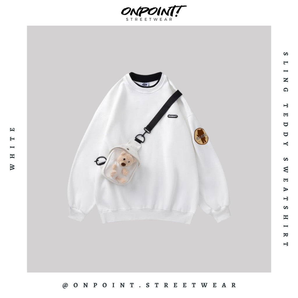 Sling Teddy Sweatshirt - sweater pria distro sweater pria oversize sweatshirt pria keren crewneck pria oversize baju korea pria lengan panjang hip hop streetwear sweatshirt pria
