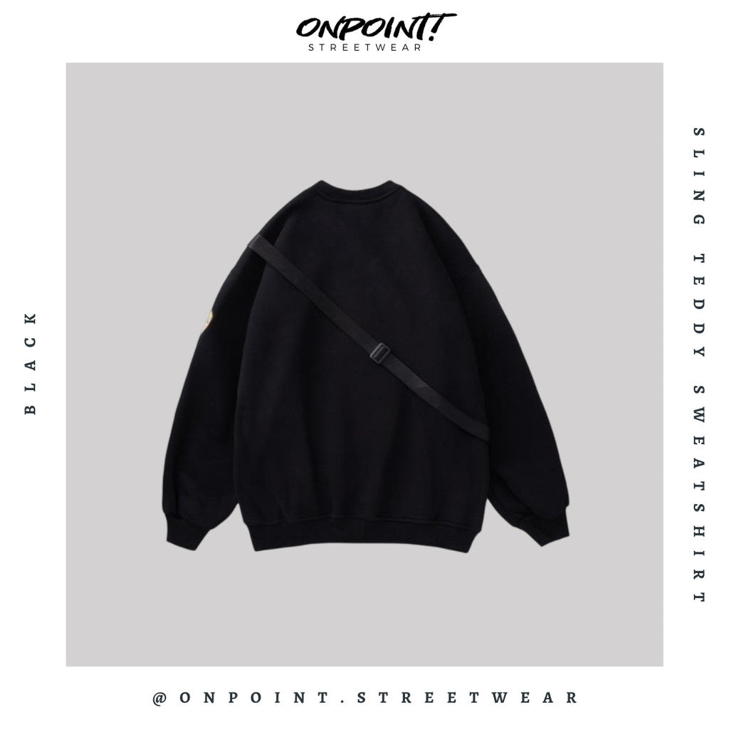 Sling Teddy Sweatshirt - sweater pria distro sweater pria oversize sweatshirt pria keren crewneck pria oversize baju korea pria lengan panjang hip hop streetwear sweatshirt pria