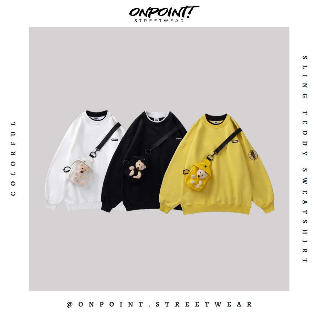 Sling Teddy Sweatshirt - sweater pria distro sweater pria oversize sweatshirt pria keren crewneck pria oversize baju korea pria lengan panjang hip hop streetwear sweatshirt pria